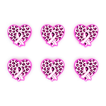 Leopard Heart Pink Ribbon Focal