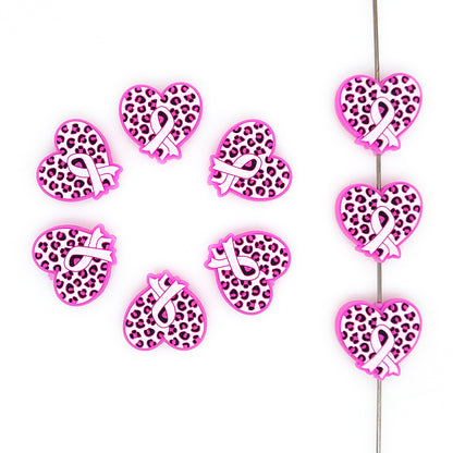 Leopard Heart Pink Ribbon Focal
