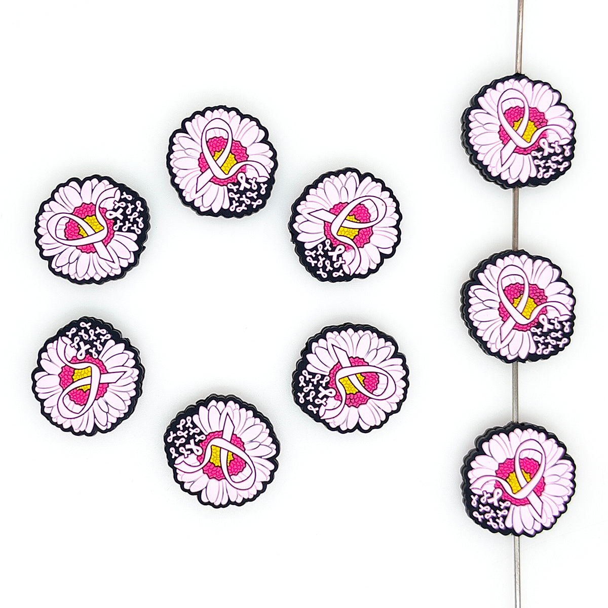 Pink Ribbon Flower Focal