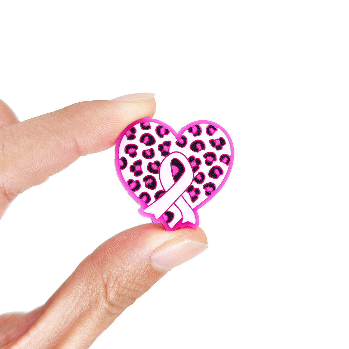 Leopard Heart Pink Ribbon Focal