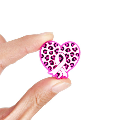 Leopard Heart Pink Ribbon Focal
