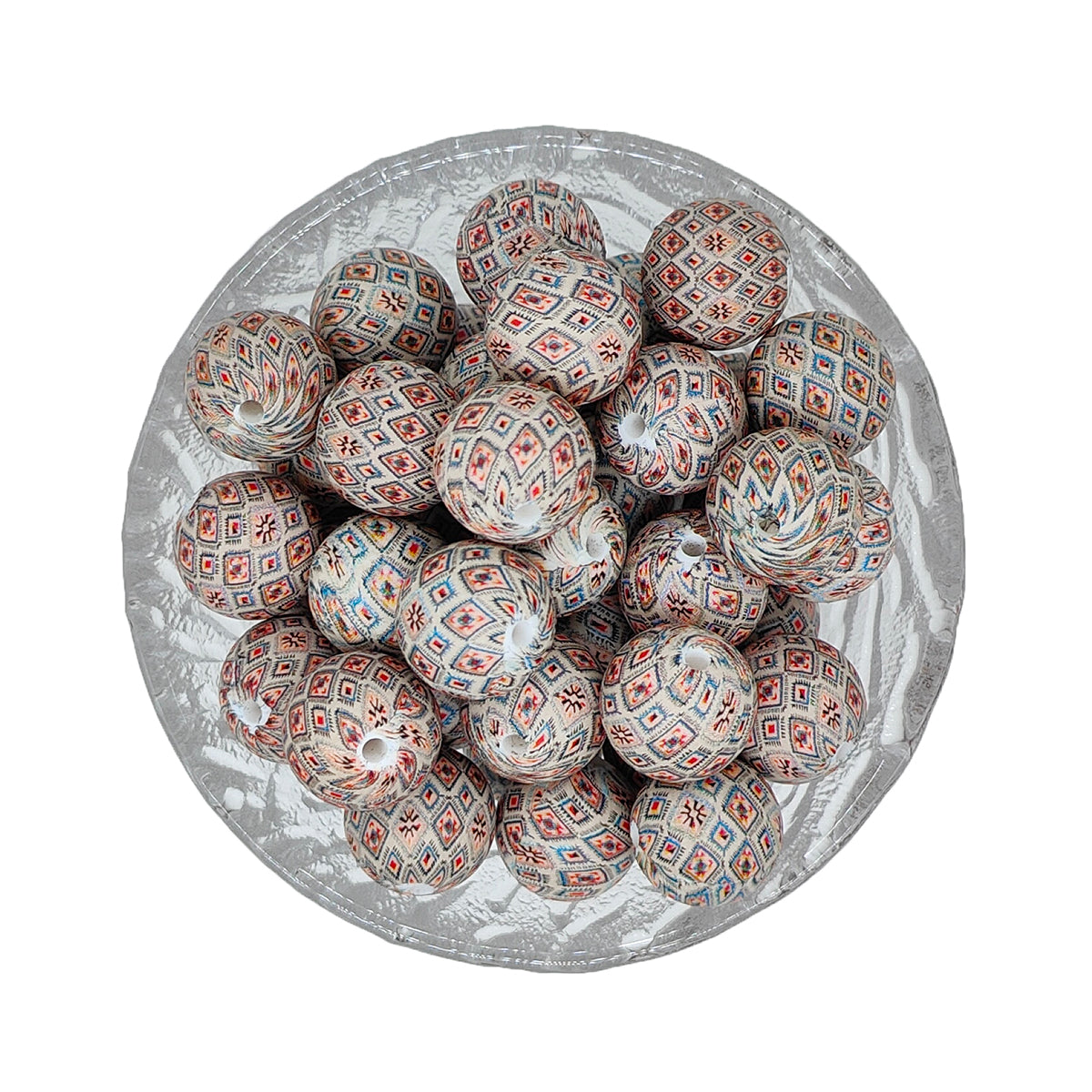 15mm Western Pattern 1# Print Round Silicone Beads