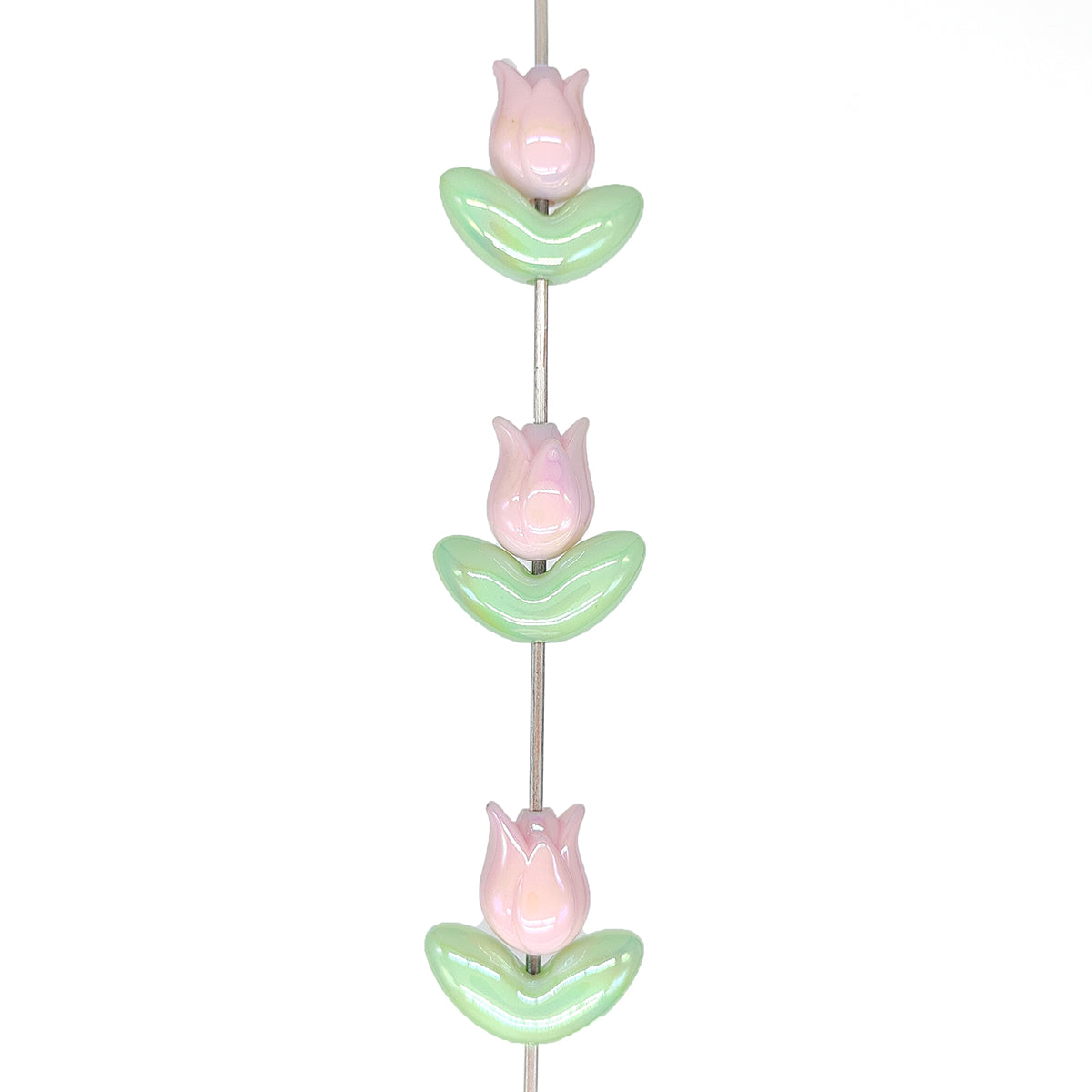 30pcs Iridescent Tulip Flower Assorted Beads