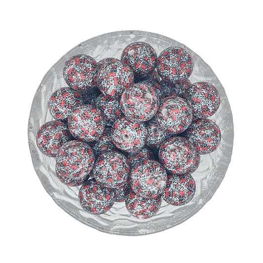 15mm Skull Splatter Print Round Silicone Beads