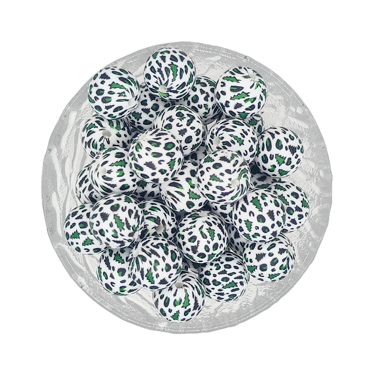 15mm Leopard Tree Print Round Silicone Beads