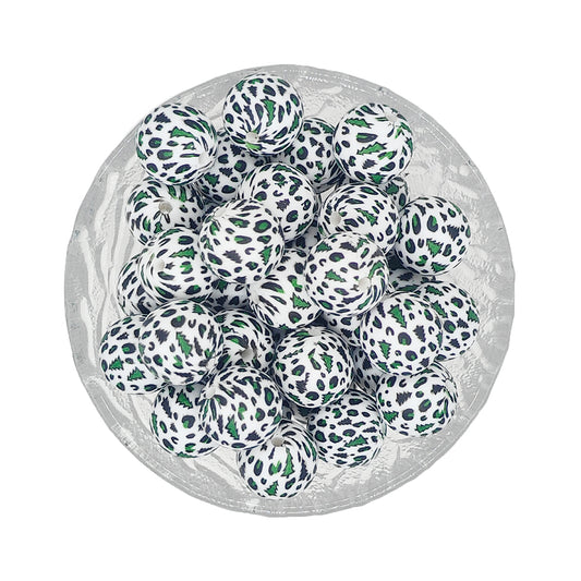15mm Leopard Tree Print Round Silicone Beads