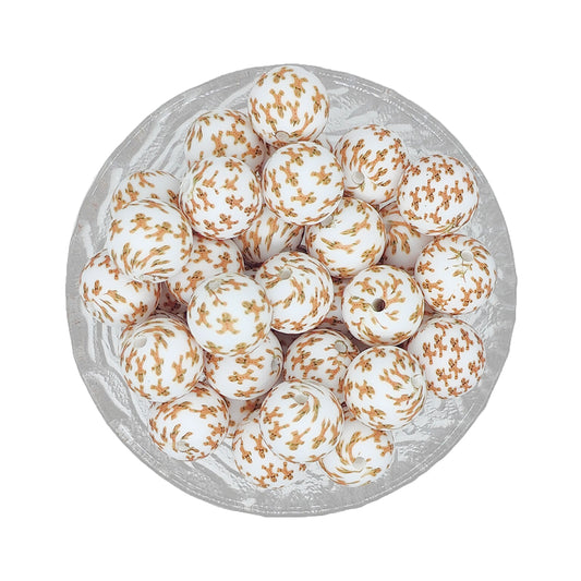15mm Gingerbread Man Print Round Silicone Beads
