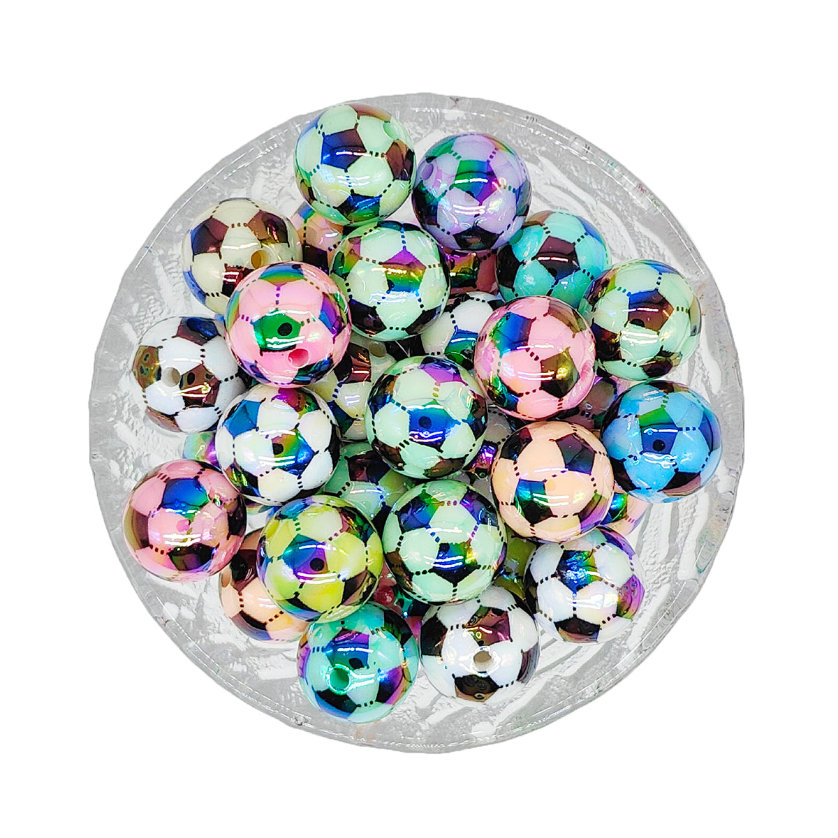 16mm Mixed Color Soccer Beads, UV Gumball Beads, Acrylic Beads