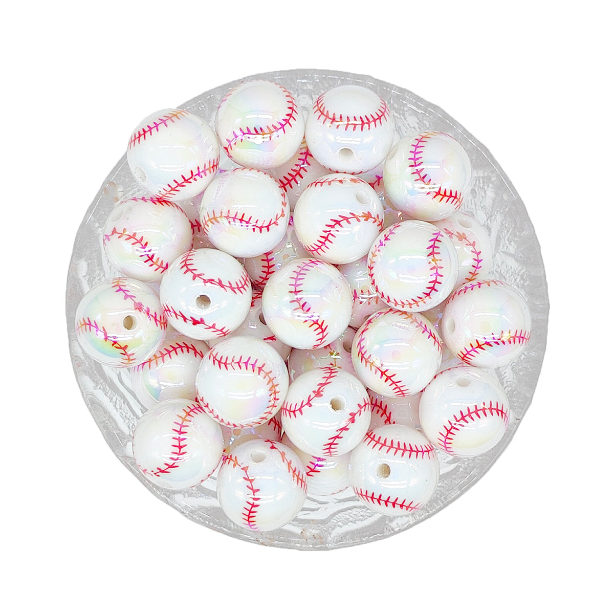 16mm Baseball Acrylic Beads, Loose Beads, Sport Beads