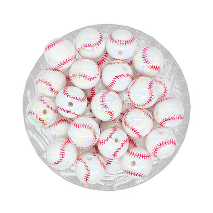 16mm Baseball Acrylic Beads, Loose Beads, Sport Beads