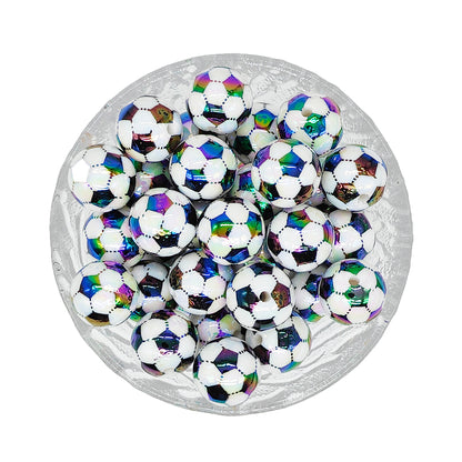 16mm Soccer Sport Gumball Beads, Acrylic Beads