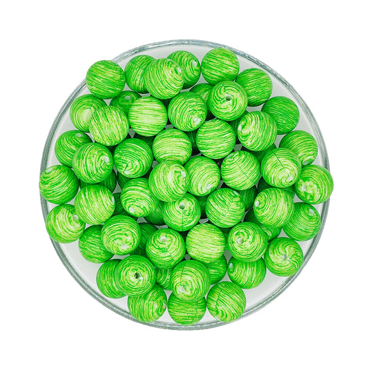 15mm Grassland Print Round Silicone Beads