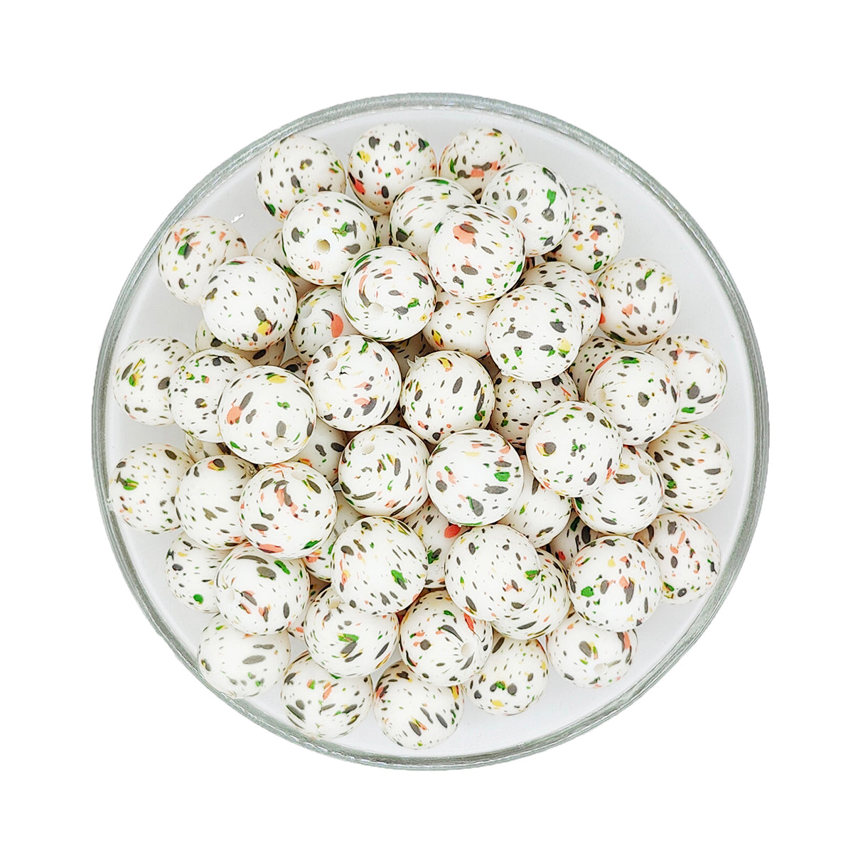 15mm Halloween Splatter Print Round Silicone Beads