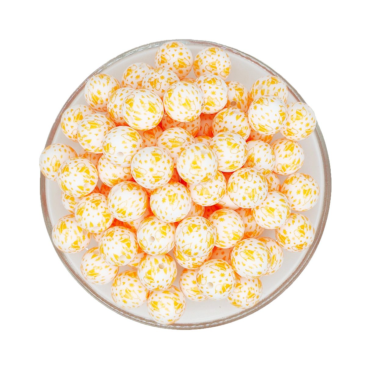 15mm Snow Santa Claus Print Round Silicone Beads