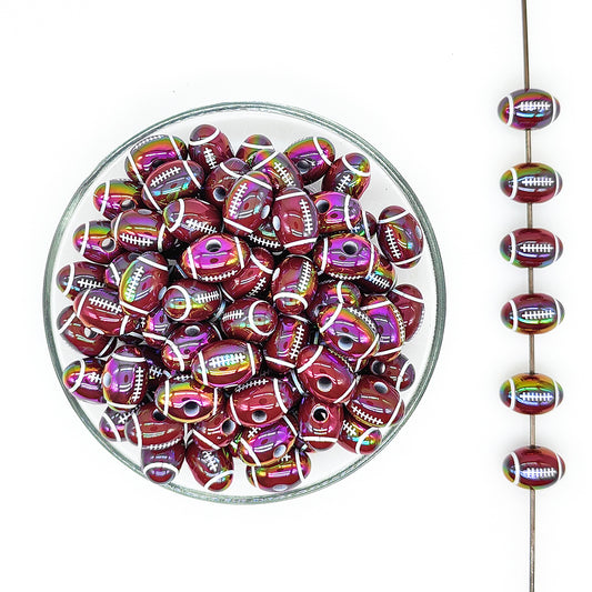 Chunky American Football Bubblegum Acrylic Beads