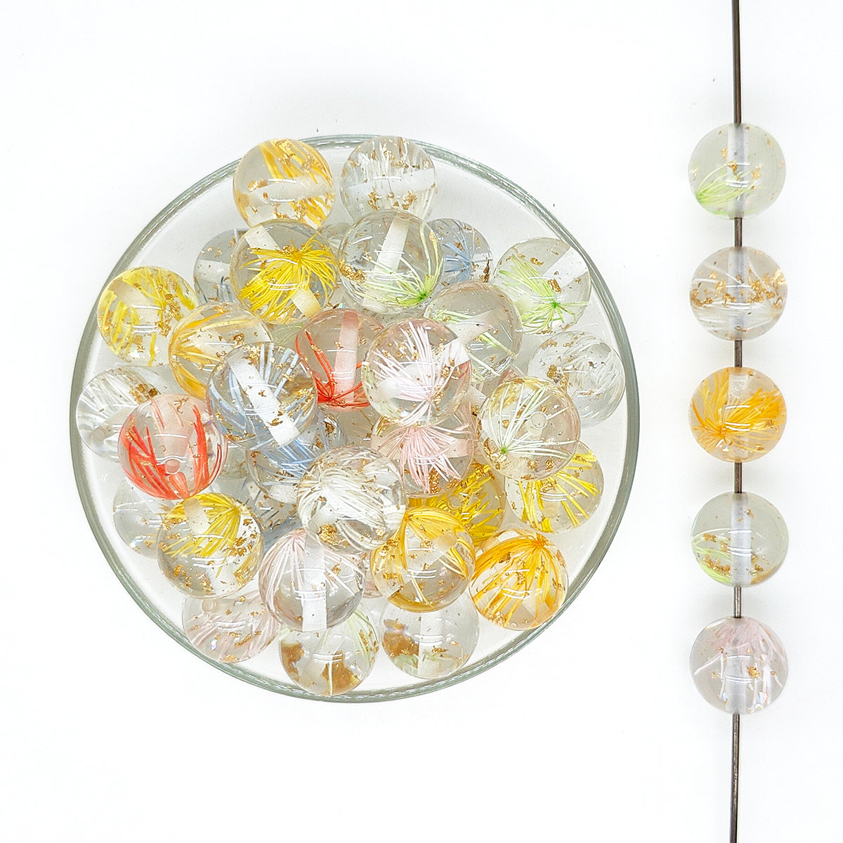 Chunky Gold Flake Flower Acrylic Beads For Pen, 20mm Resin Beads