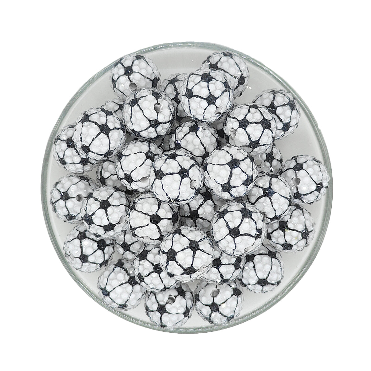 20mm Soccer Rhinestone Bubblegum Acrylic Beads