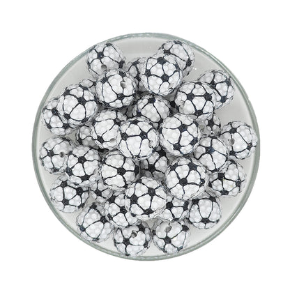 20mm Soccer Rhinestone Bubblegum Acrylic Beads