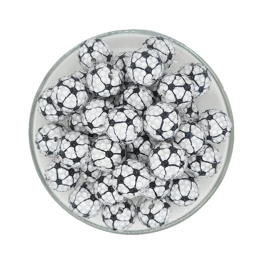 20mm Soccer Rhinestone Bubblegum Acrylic Beads