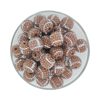 20mm American Football Rhinestone Bubblegum Acrylic Beads
