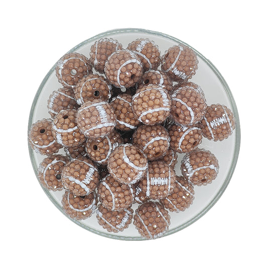 20mm American Football Rhinestone Bubblegum Acrylic Beads