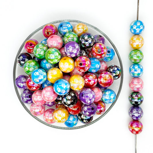 16mm UV Assorted Color Dog Paw Gumball Acrylic Beads