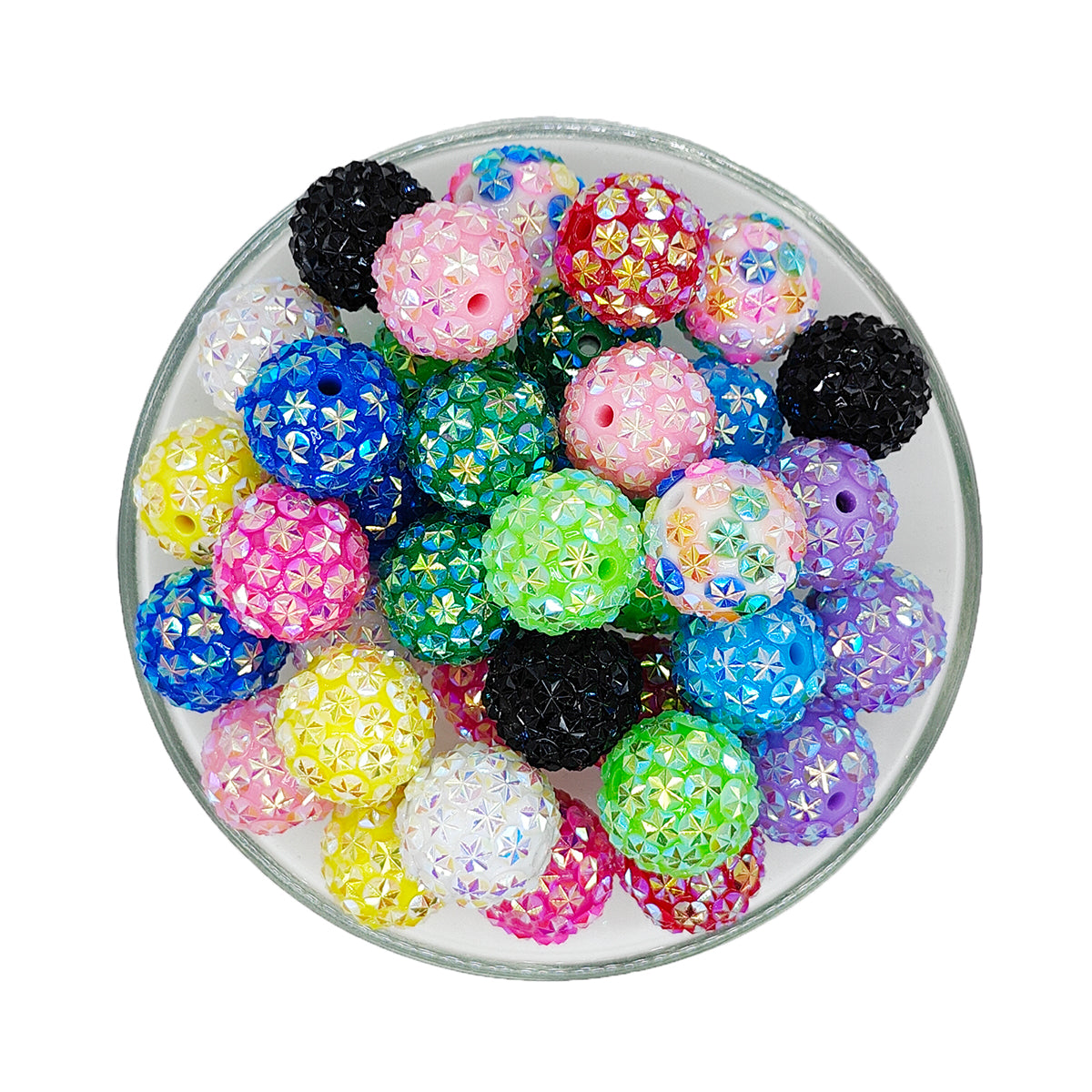 20mm Snowflake AB Rhinestone Acrylic Beads, Bubblegum Beads