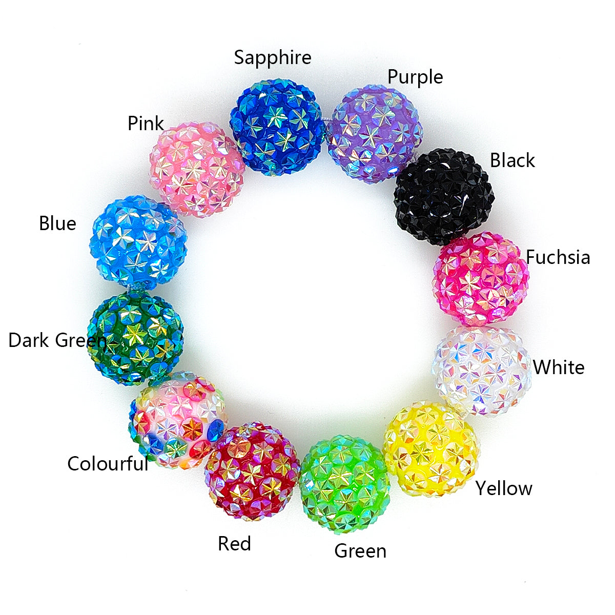 20mm Snowflake AB Rhinestone Acrylic Beads, Bubblegum Beads