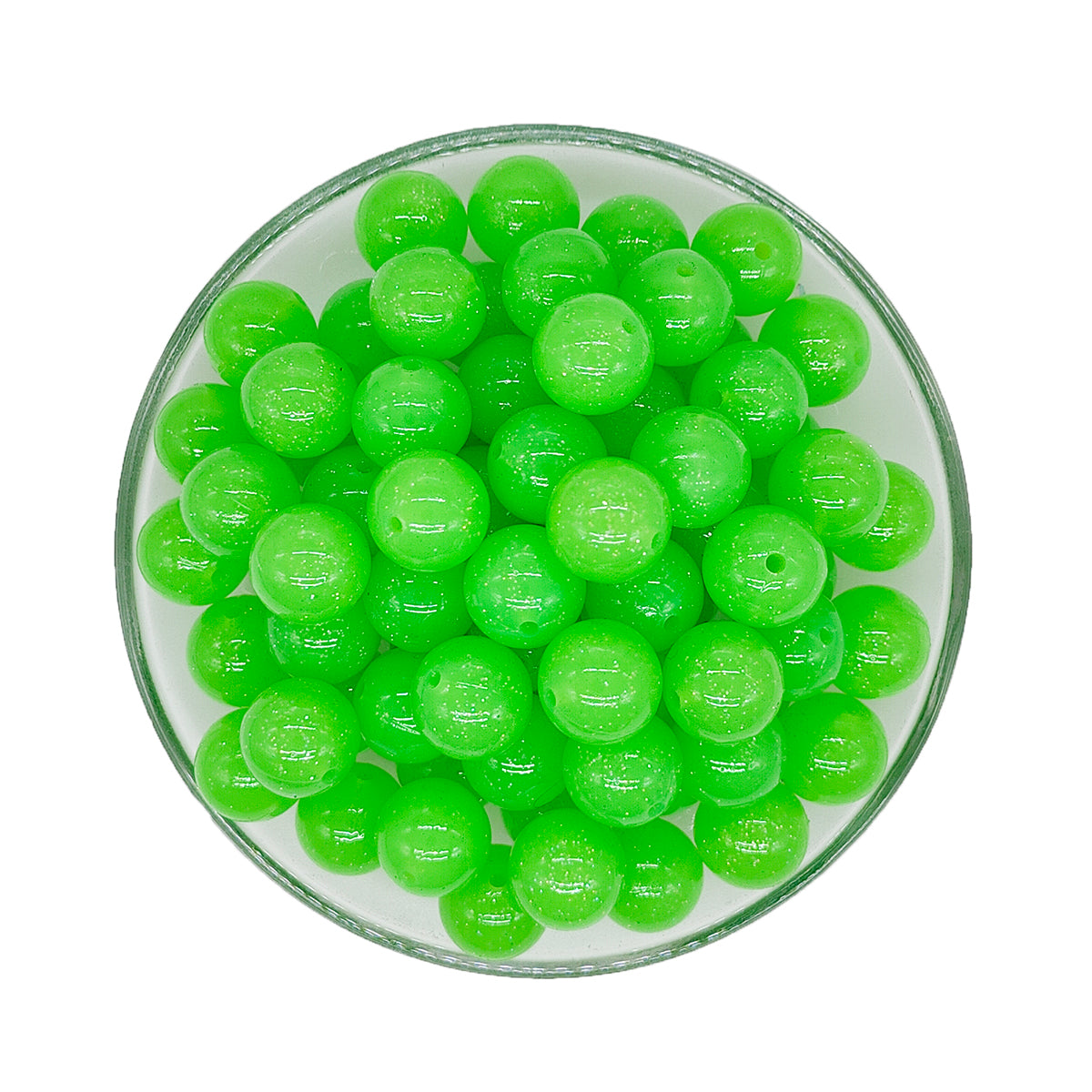 Jelly Glitter 15mm Round Silicone Beads