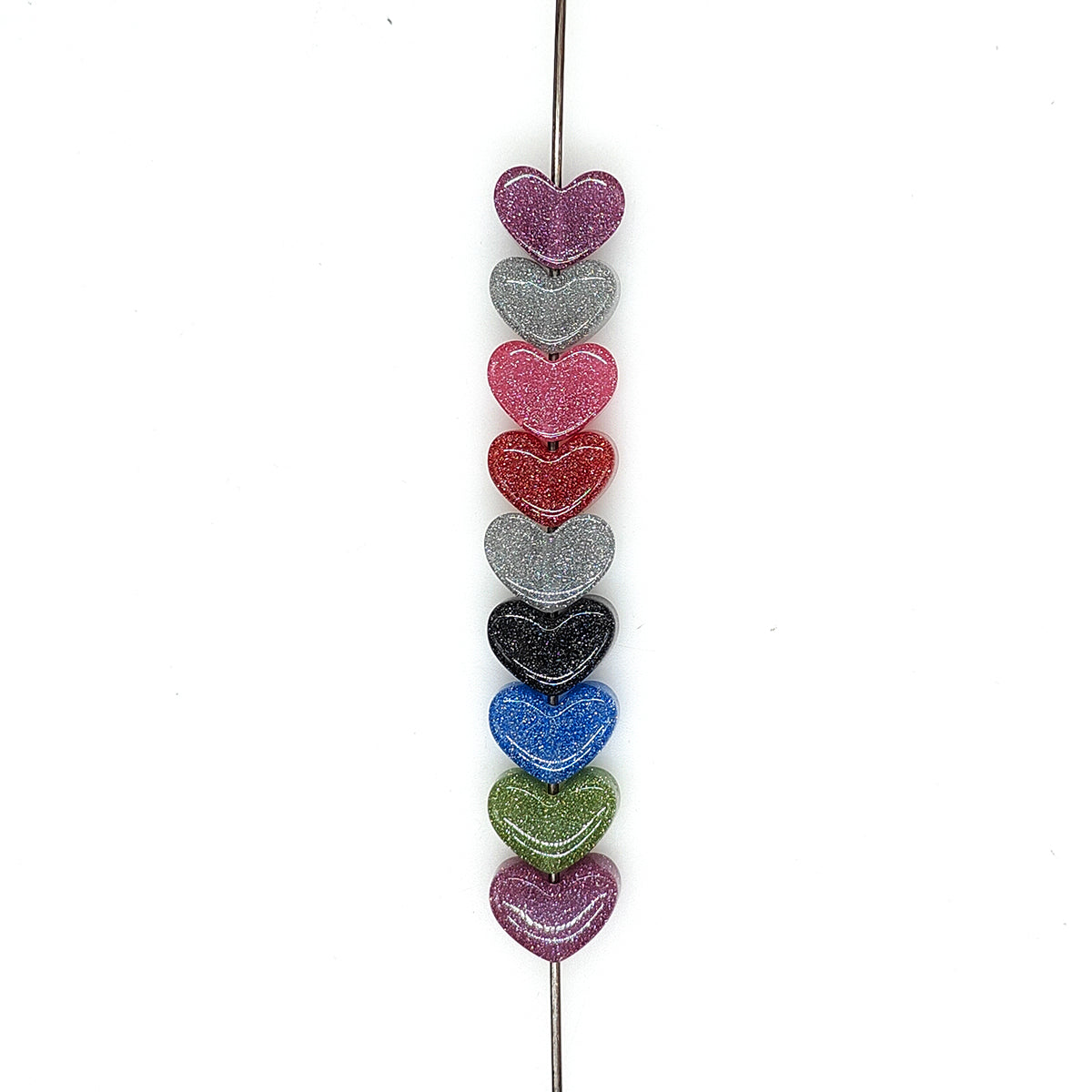 19mm Glitter Heart Acrylic Beads