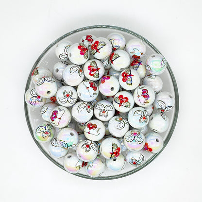 16mm Swan Love Print Assorted Acrylic Gumball Beads