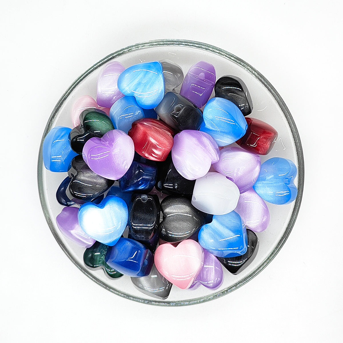 Pearlescent Heart Acrylic Beads,Chunky Resin Beads