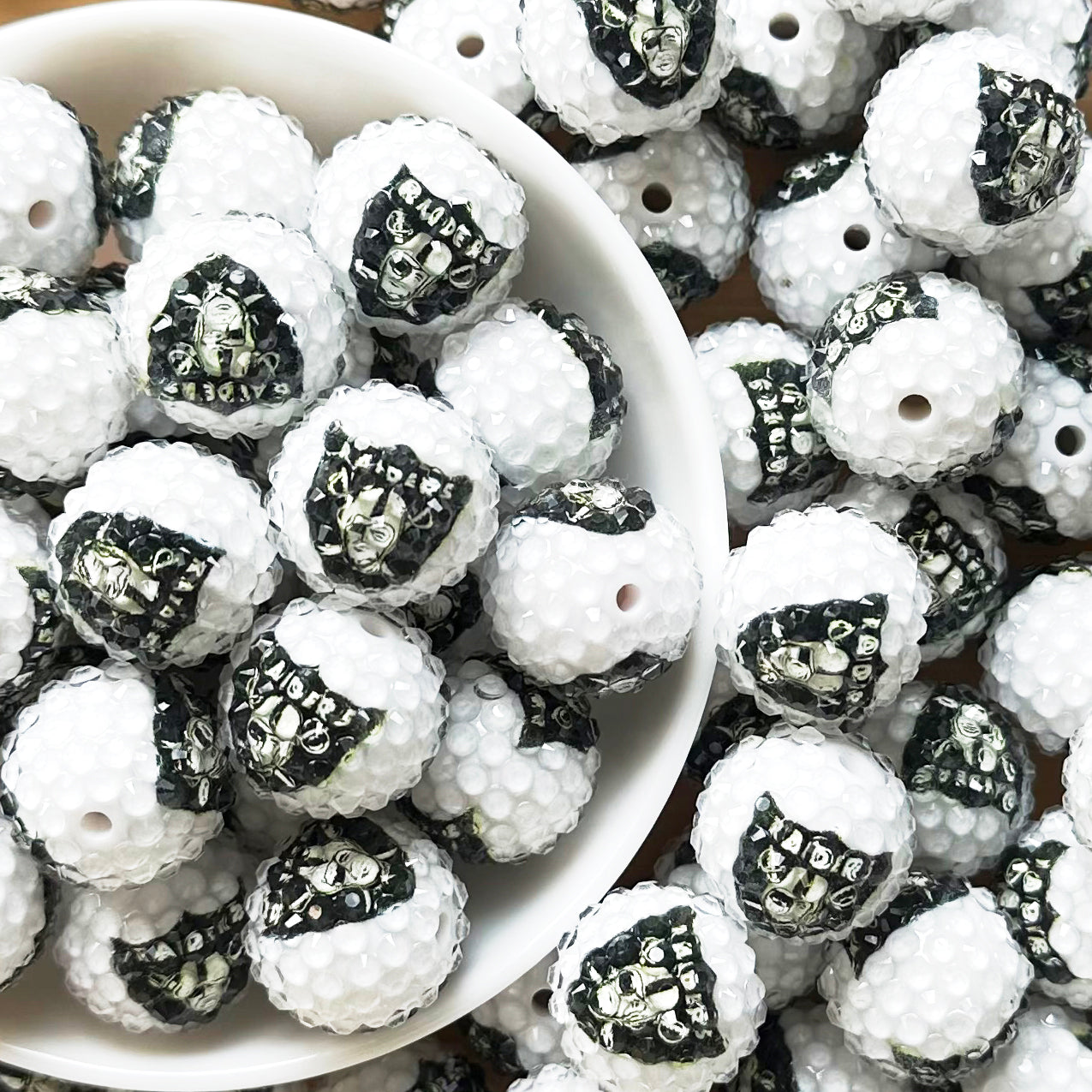 New 20mm Football Team Rhinestone Bubblegum Acrylic Beads