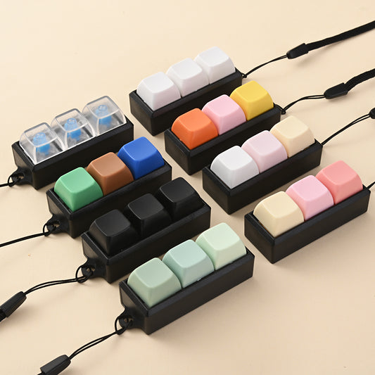 Keyboard Keychain 3-in-1 Button Finger Clicker Toys, Stress Relief Fidget Toys for Kids