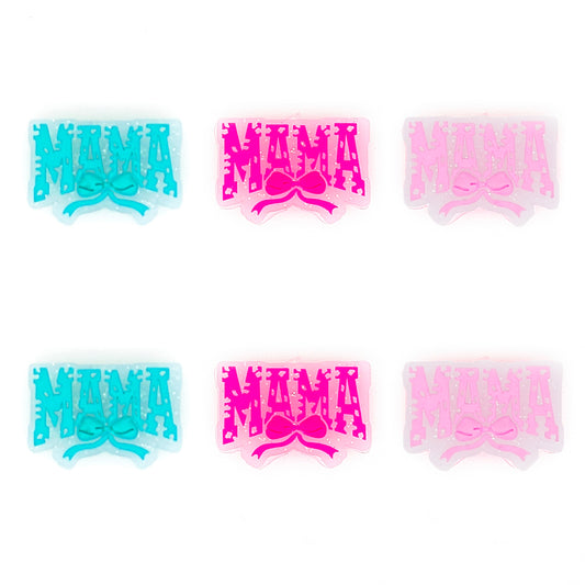 Mama Bowknot Glitter Focal