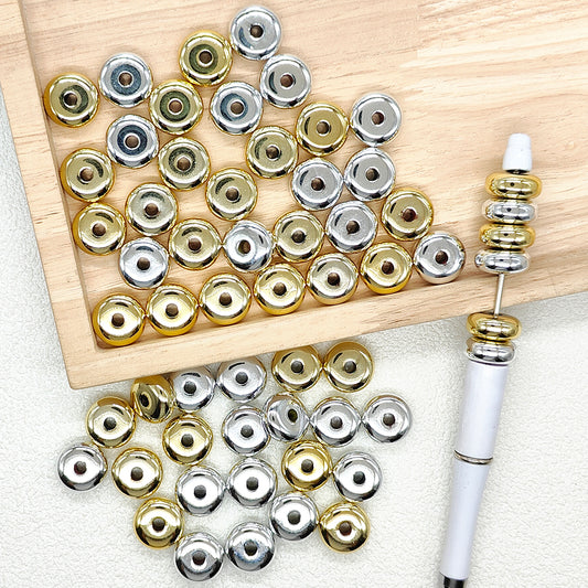 Metallic Gold Silver Abacus Acrylic Beads,Rondelle Beads