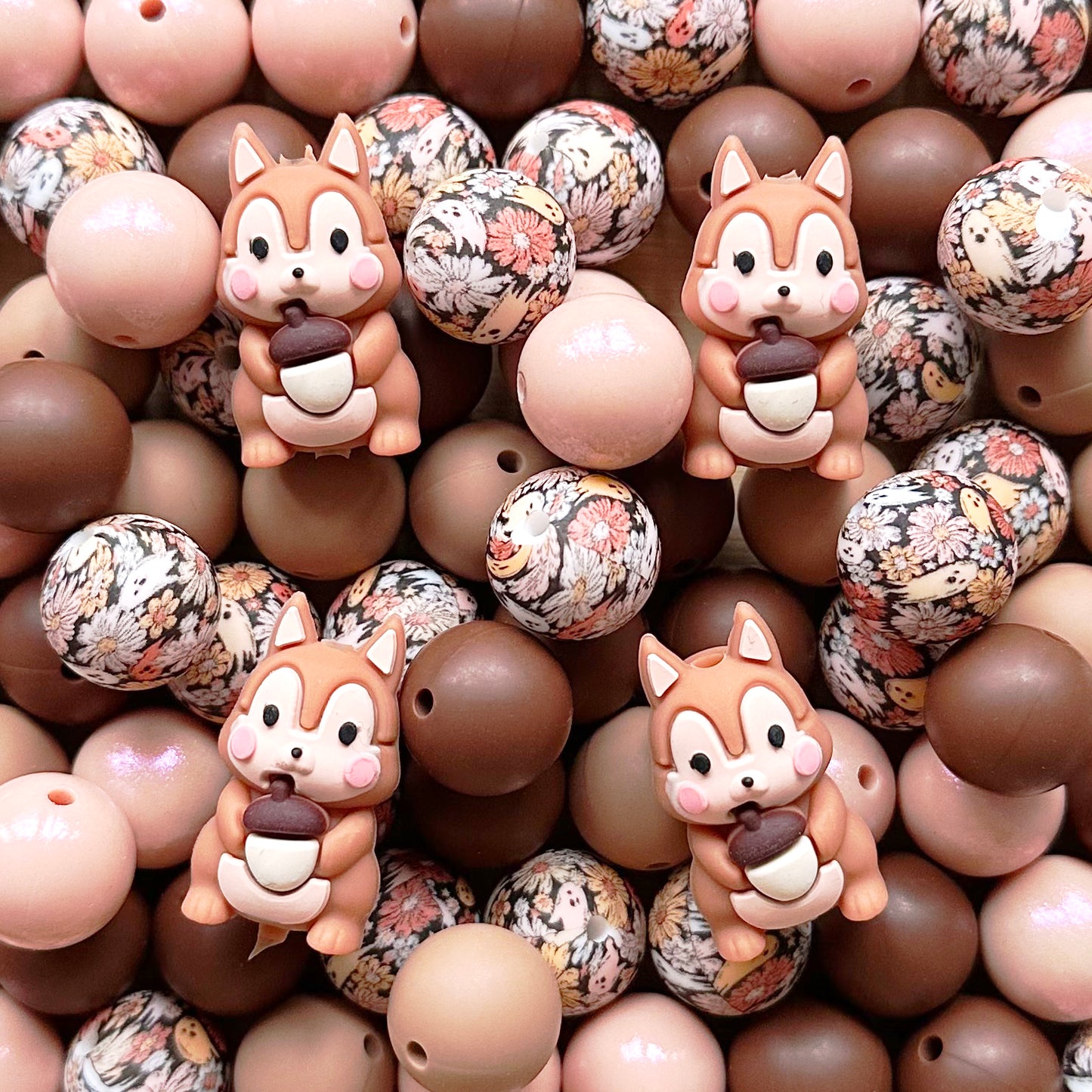 Mixed Squirrel Silicone Beads Loose Beads Pack
