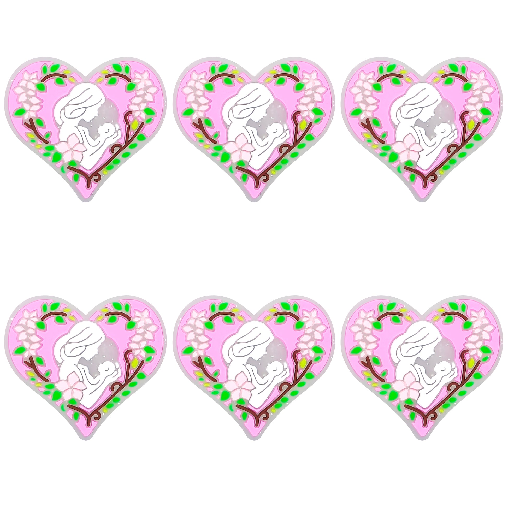 Mother And Baby Heart Glitter Focal