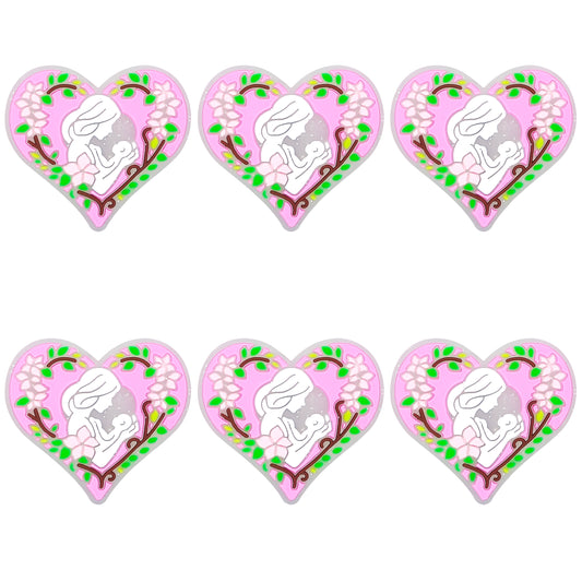 Mother And Baby Heart Glitter Focal