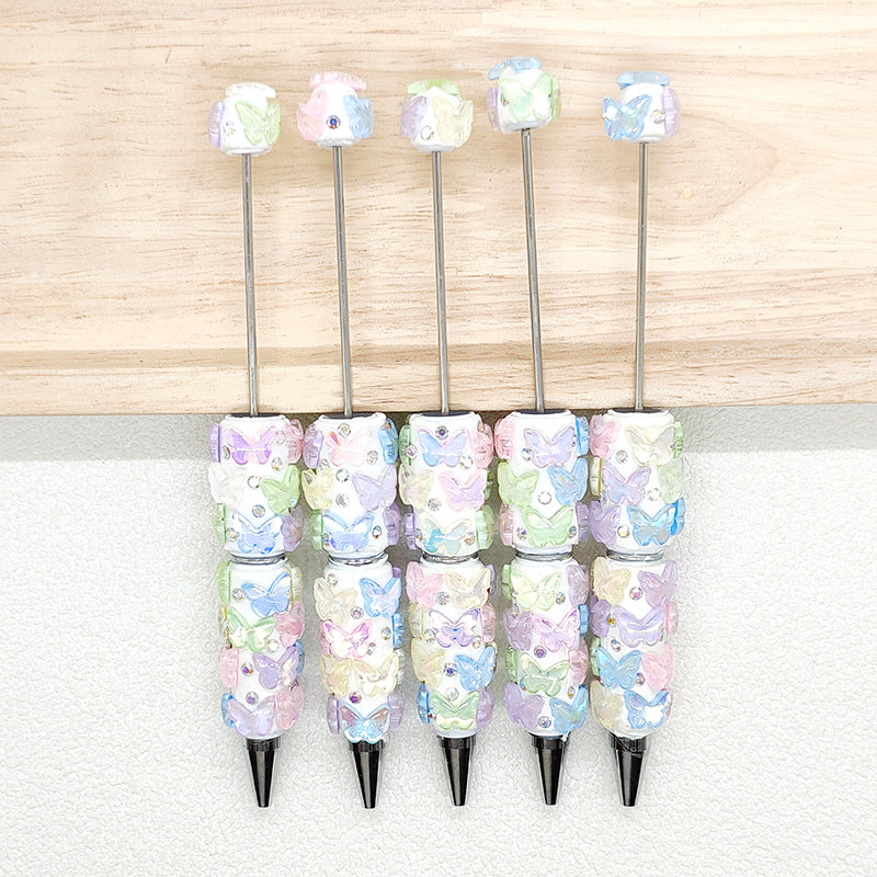 Multicolor Butterfly Beadable Pen Bar Blank,Sparkly Pen DIY