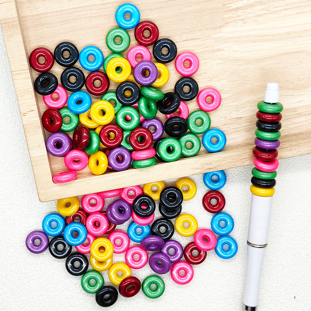 Multicolor Donut Acrylic Beads,Large Hole Spacer Beads