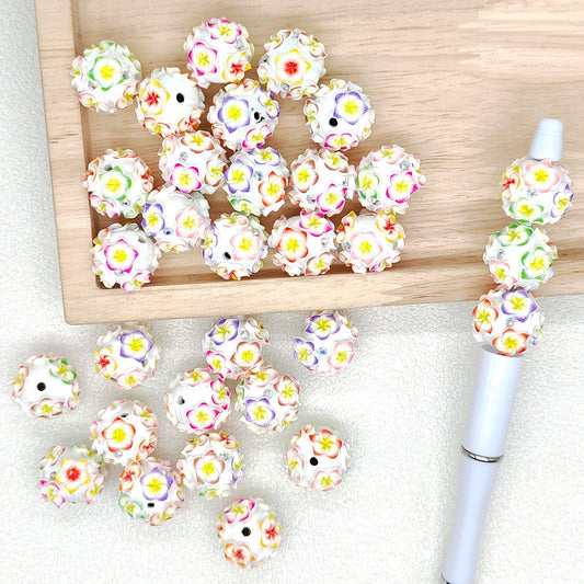 New Fancy Flower Polymer Clay Rhinestone Beads