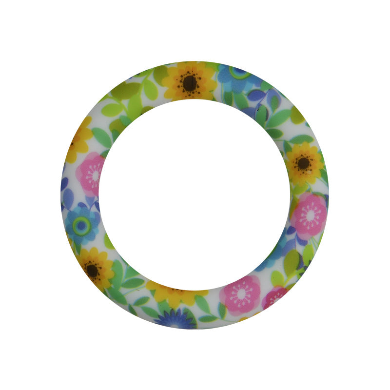 65mm Print Silicone Round Loop with 2 hole