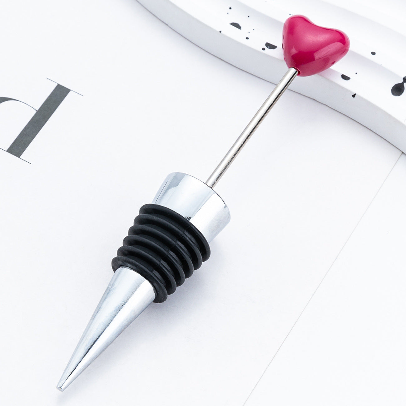 New 5Pcs/Lots Heart Beadable Wine Stopper Blank - Add Beads