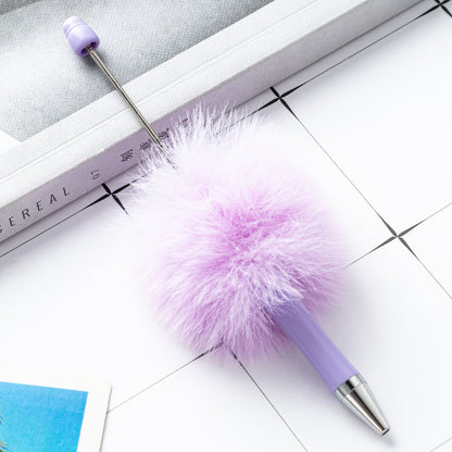 5Pcs/Lot Fluffy Beadable Pen Blank, Pompom Beadable Pen