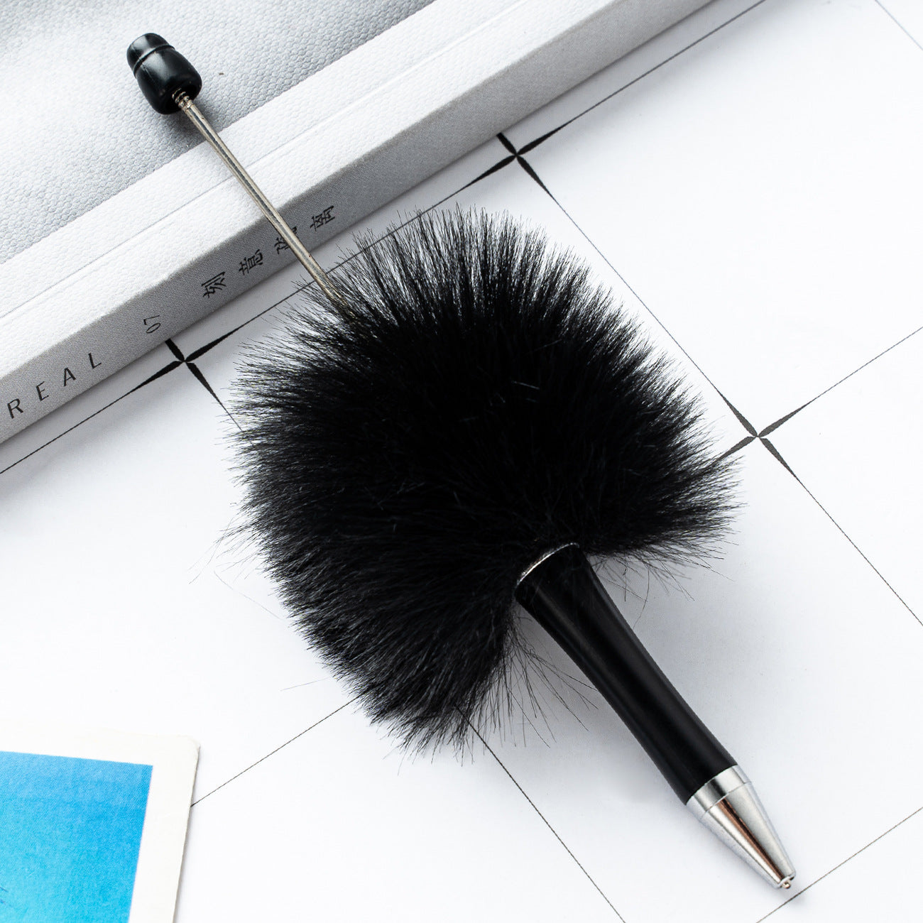 5Pcs/Lot Fluffy Beadable Pen Blank, Pompom Beadable Pen
