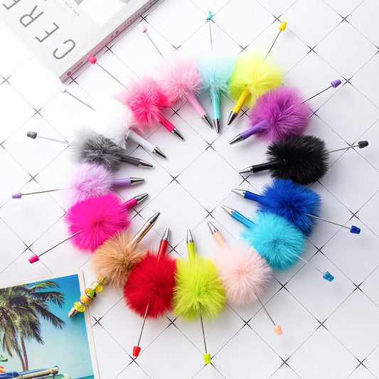 5Pcs/Lot Fluffy Beadable Pen Blank, Pompom Beadable Pen