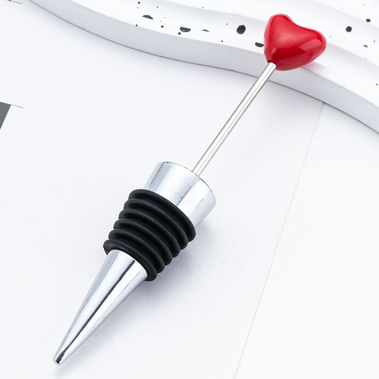 New 5Pcs/Lots Heart Beadable Wine Stopper Blank - Add Beads