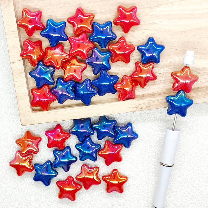 Patriotic Star Shape UV Acrylic Beads