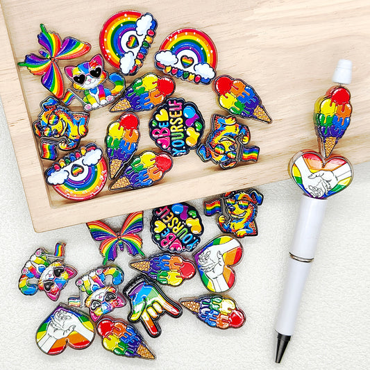 Pride Rainbow Acrylic Assorted Shape Beads